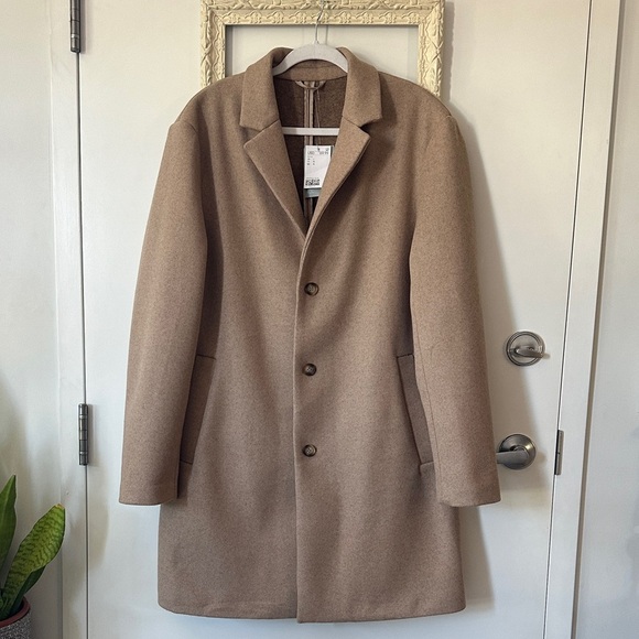 H&M | Men's Slim Fit Tan Wool-Blend Coat - Picture 2 of 13